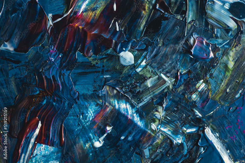 Deep blue, dark night abstract background. Thick paint texture