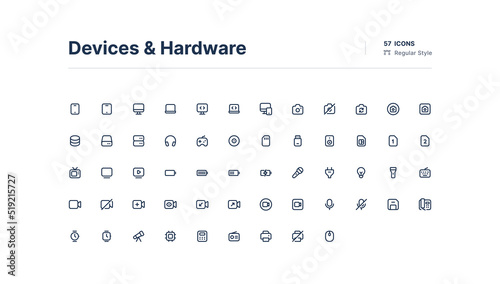 Devices and Hardware UI Icons Pack Line Style