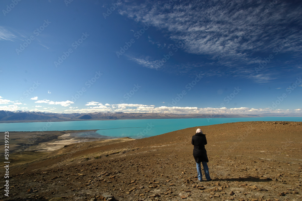 Landscape showing the Lago Argentino, at El Calafate, Patagonia, Argentina