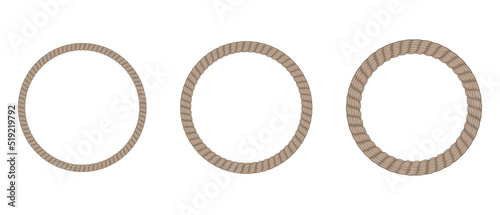 Round rope border. Braided brown cord frame.