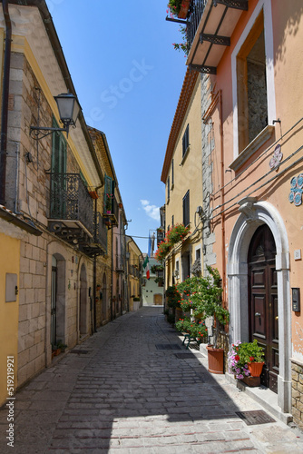 Fototapeta Naklejka Na Ścianę i Meble -  A narrow street in Trivento, a mountain village in the Molise region of Italy.