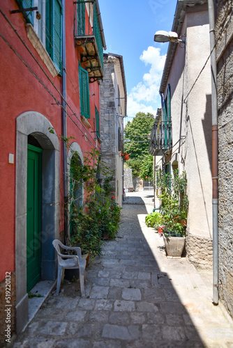 A narrow street in Trivento  a mountain village in the Molise region of Italy.