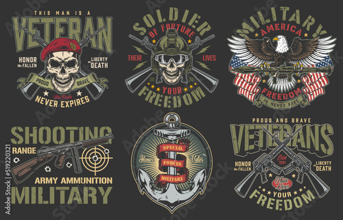 Military ammunition set sticker colorful