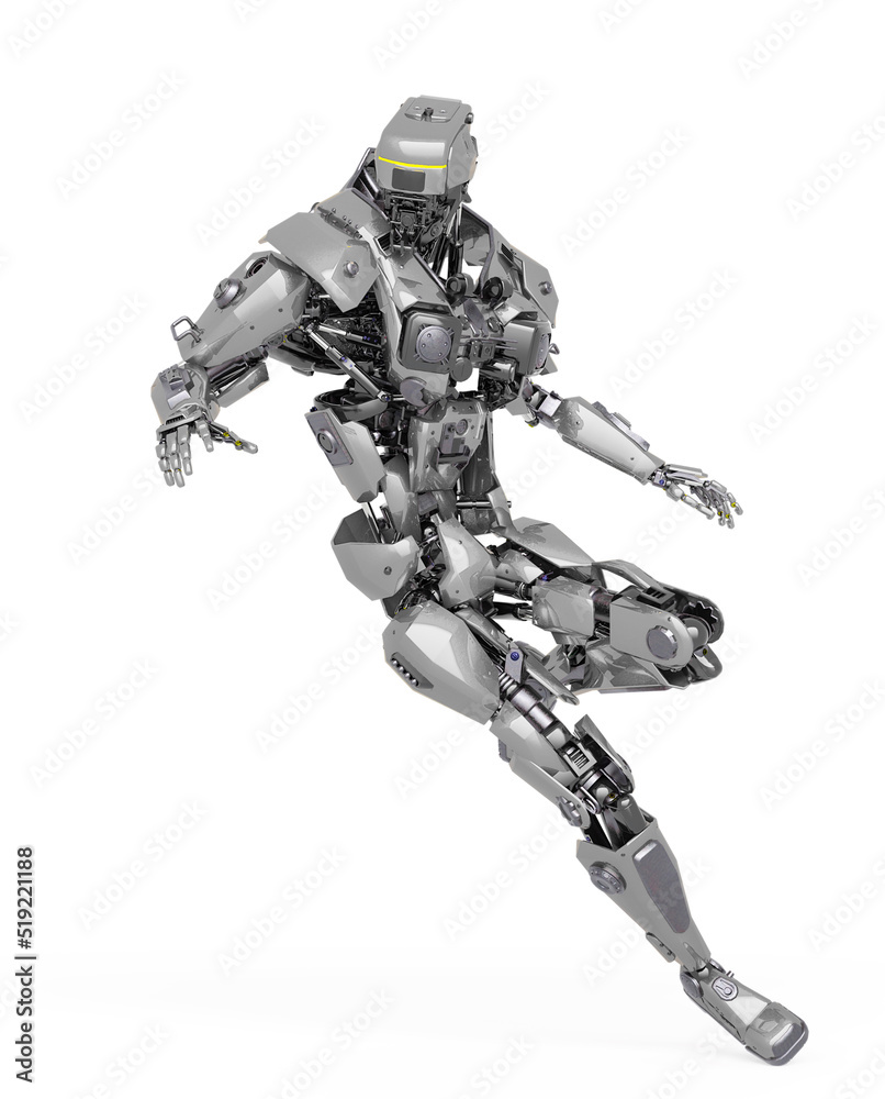 master robot is landing in white background
