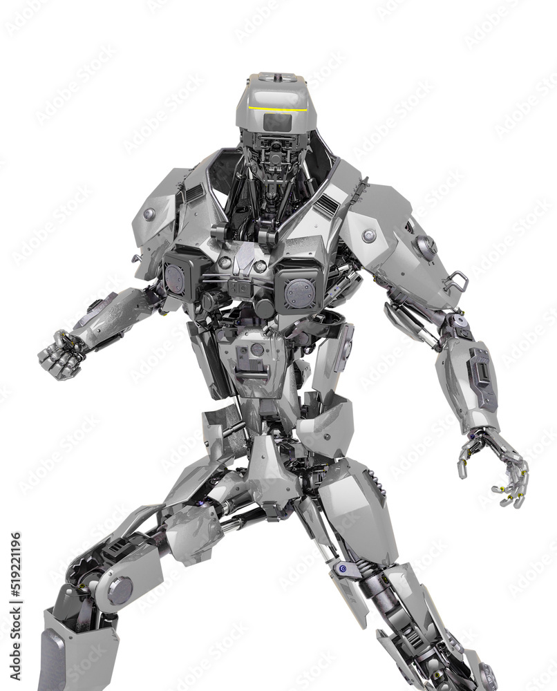 master robot is ready to smash all in white background