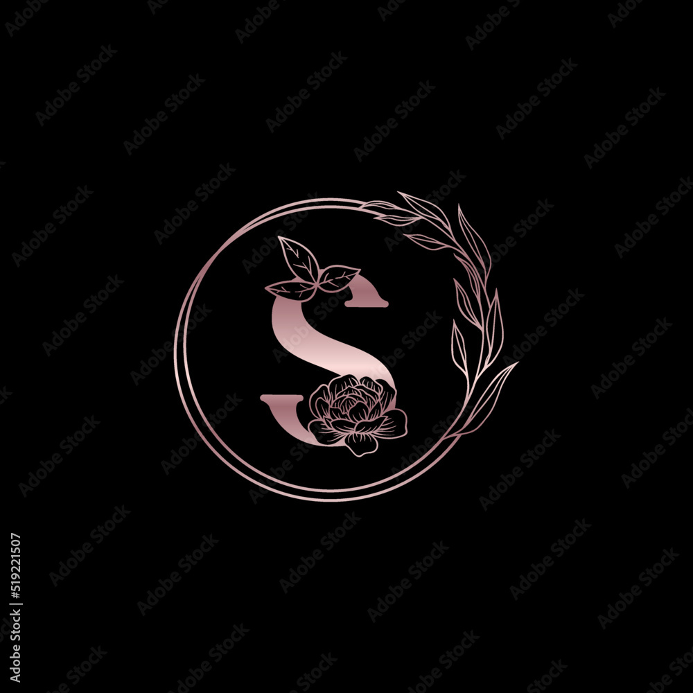 decorative rose gold letter s design beauty and fashion logo decorative rose gold letter s design beauty and fashion logo