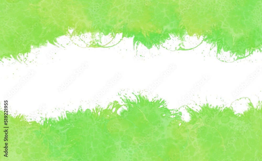 Acrylic pour background. Abstract borders. Green paint splashes. Acrylic pour background. Abstract borders. Green paint splashes.