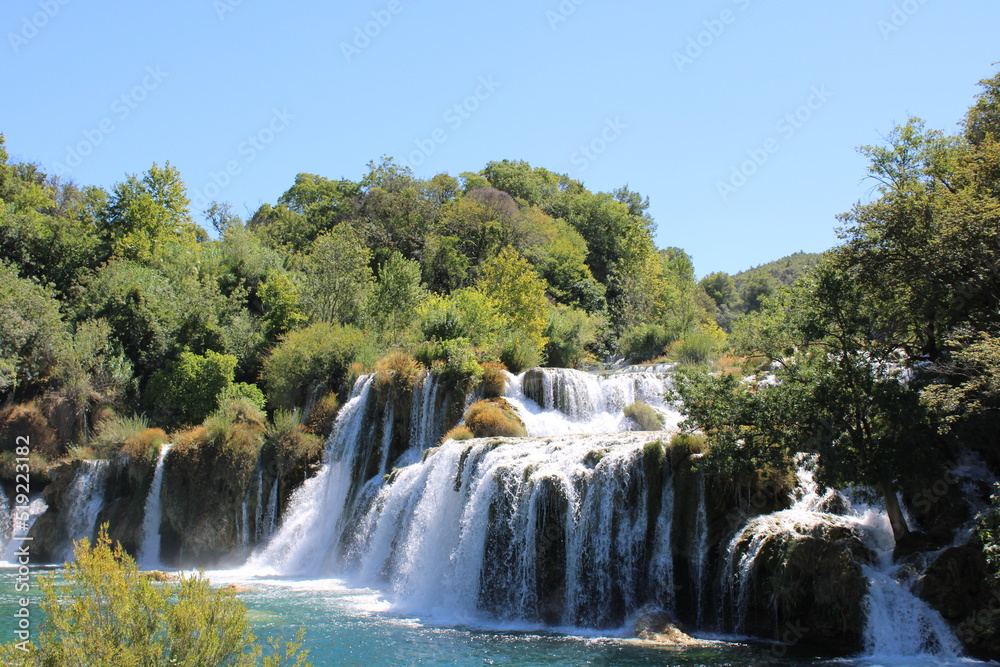 Waterfalls Nature mountains clear blue