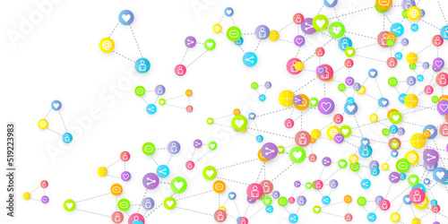 Social media marketing icons internet tags target