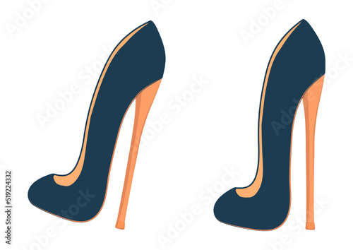 Fashionable women's shoes with heels, stilettos. Women's shoe model. Stylish accessory. Flat style.