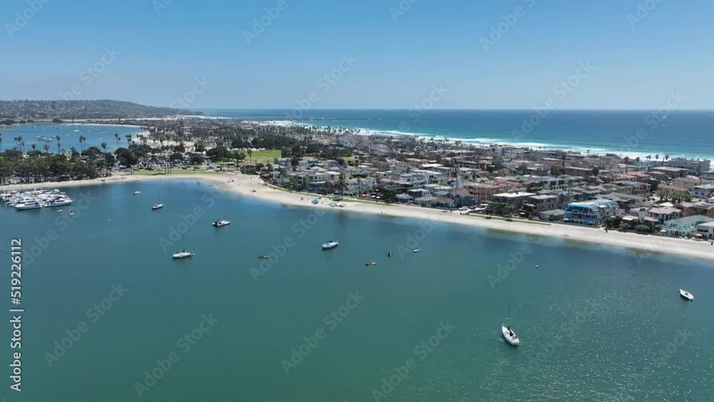 Aerial view of Mission Bay and beach in San Diego, California. USA. Famous tourist destination Aerial view of Mission Bay and beach in San Diego, California. USA. Famous tourist destination