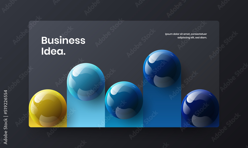 Simple corporate brochure design vector template. Fresh realistic balls handbill concept.