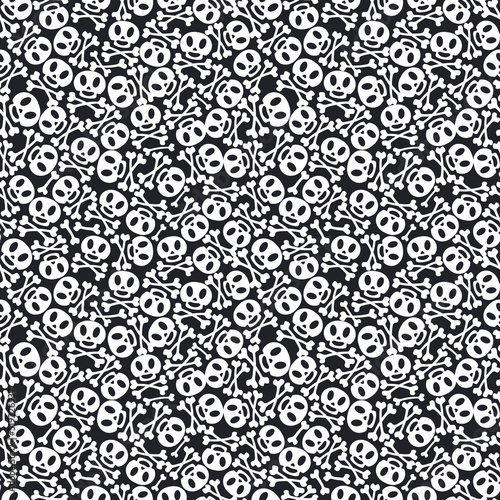Vector holiday skulls pattern cartoon style for Day of the dead, Halloween, Dia de los Muertos party, traditional mexican wallpaper. Illustration 10 eps