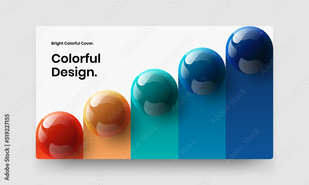 Geometric realistic balls annual report illustration. Clean presentation design vector template.