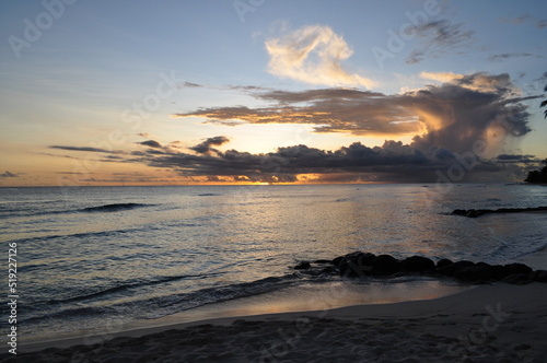 cloudy orange sunset in the Caribbean