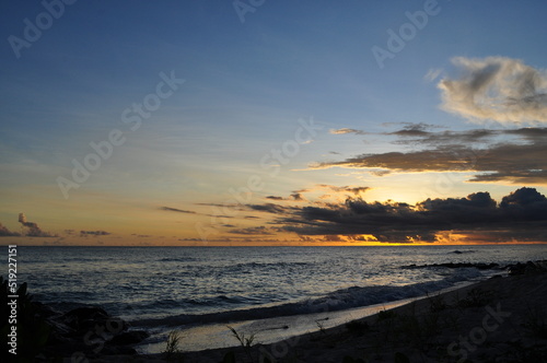 cloudy orange sunset in the Caribbean