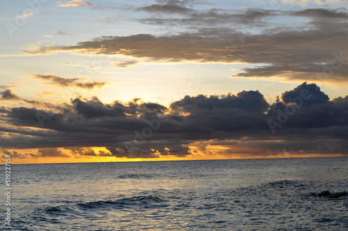 cloudy orange sunset in the Caribbean