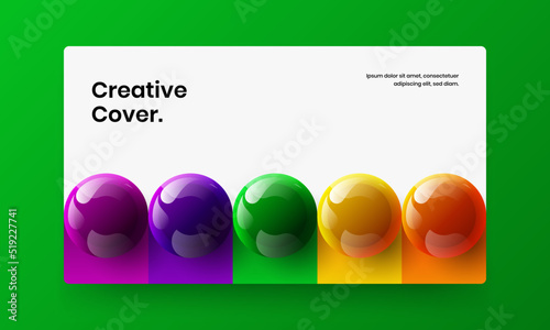 Isolated corporate cover vector design concept. Modern 3D spheres landing page layout.