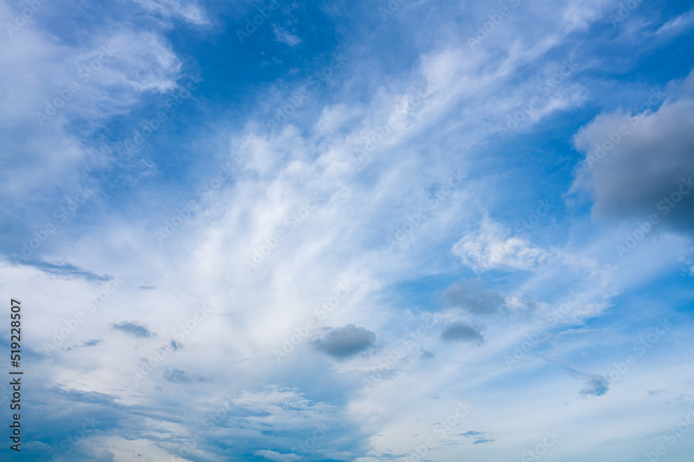beautiful airatmosphere bright blue sky background abstract clear texture with white clouds.