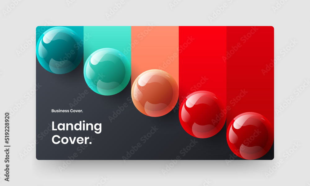 Clean realistic spheres corporate cover concept. Modern website screen vector design illustration.