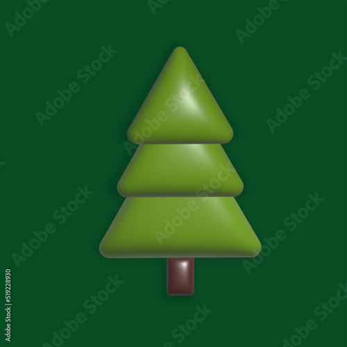 3d rendering of a  fir tree isolated in green  background.