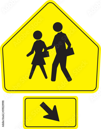 caution school crossing sign vector