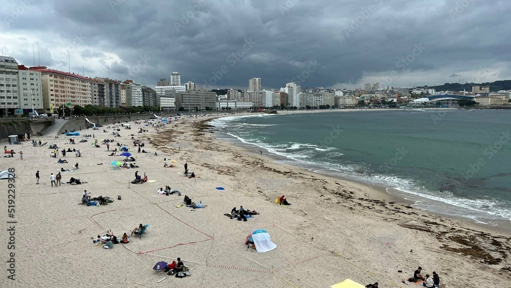 Playa de Riazor en A Coruña, Galicia