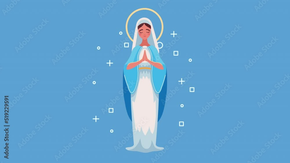mary virgin with blue suit animation