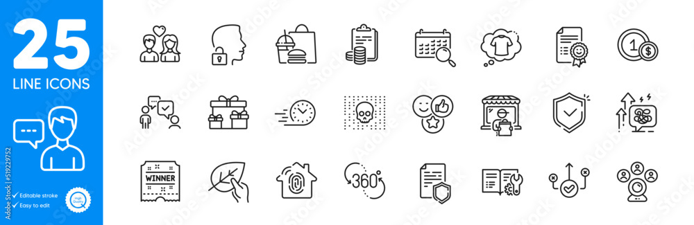 Outline icons set. Unlock system, Usd coins and Fingerprint access icons. Consulting business, Data security, Stress grows web elements. Delivery market, Like, Surprise boxes signs. Vector Outline icons set. Unlock system, Usd coins and Fingerprint access icons. Consulting business, Data security, Stress grows web elements. Delivery market, Like, Surprise boxes signs. Vector