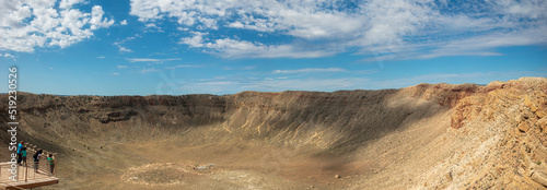 A Panorama of the The Barringer Meteor Crater where a Meteor Blasted a Giant Hole in the Desert