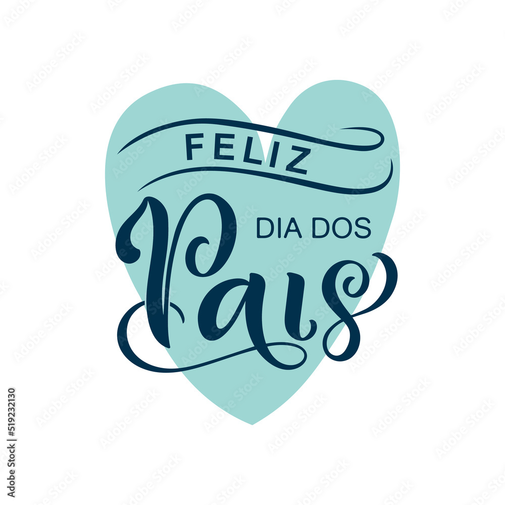 Feliz Dia Dos Pais handwritten text translated Happy Fathers Day in Brazilian Portuguese. Hand Lettering typography, modern brush calligraphy for father's day. Vector illustration, greeting card