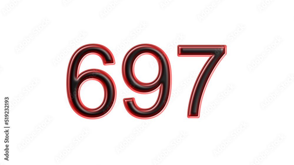 red 697 number 3d effect white background red 697 number 3d effect white background