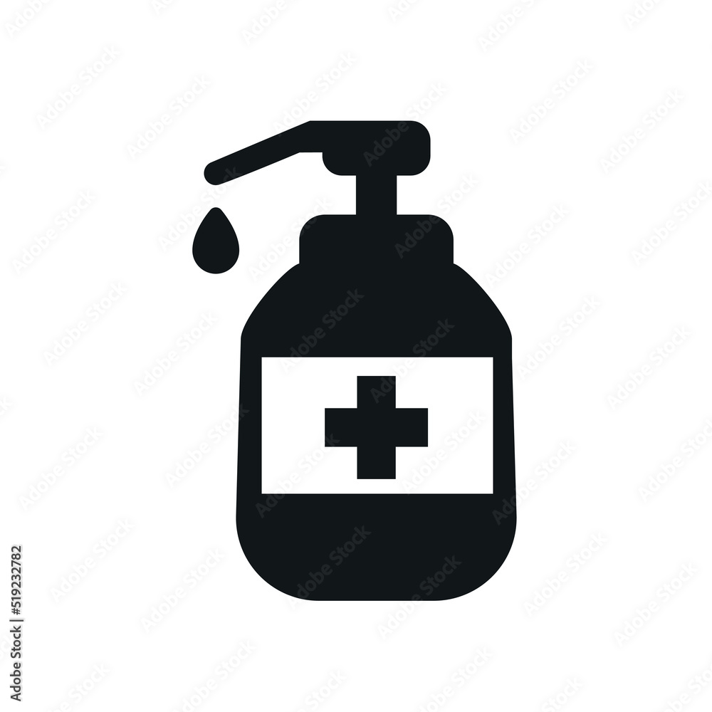 Hand sanitizer icon vector black shape silhouette isolated on white background. Sanitary antiseptic sign for hygiene virus and hand care. Washing hands, anti bacterial soap gel. 10 eps Hand sanitizer icon vector black shape silhouette isolated on white background. Sanitary antiseptic sign for hygiene virus and hand care. Washing hands, anti bacterial soap gel. 10 eps