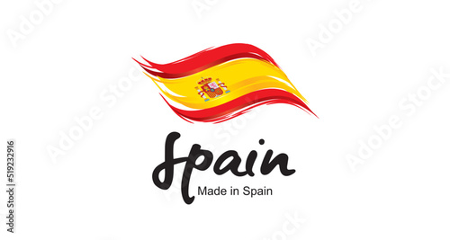Made in Spain new handwritten flag ribbon typography lettering logo label banner photo