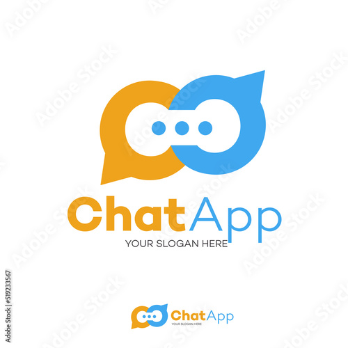 Chat logo flat style isolated on background for social media, communication, chat bot, chatting technology, support, connection, consulting agency, business, teamwork, forum, app. Vector 10 eps