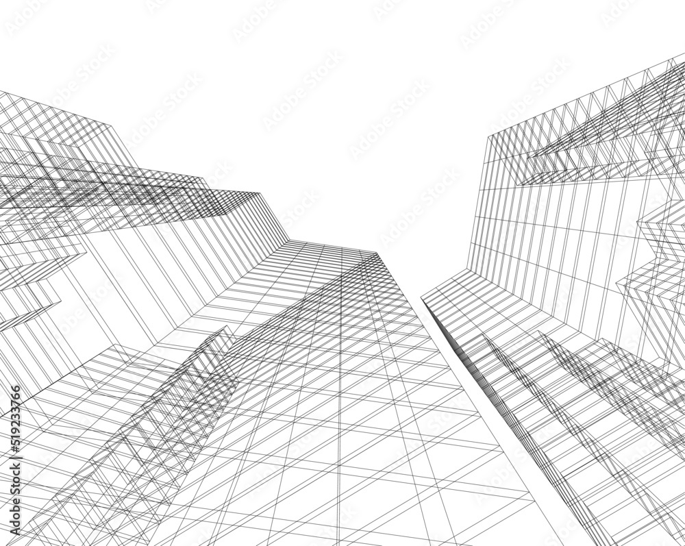 Architectural drawing vector illustration on white background