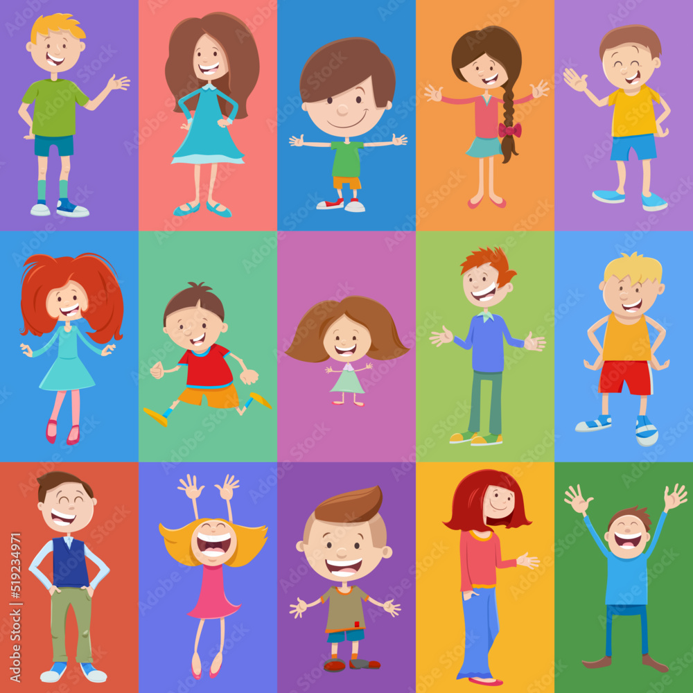 pattern or background design with cartoon children characters