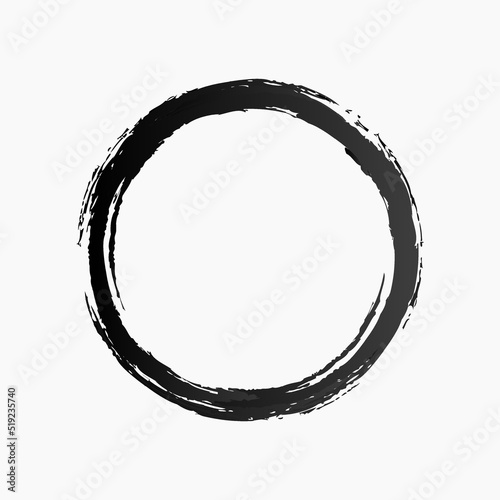 Vector ring watercolor texture black color isolated on white background for painting, logo, emblem, label. Hand draw grunge stripes circle. 10 eps