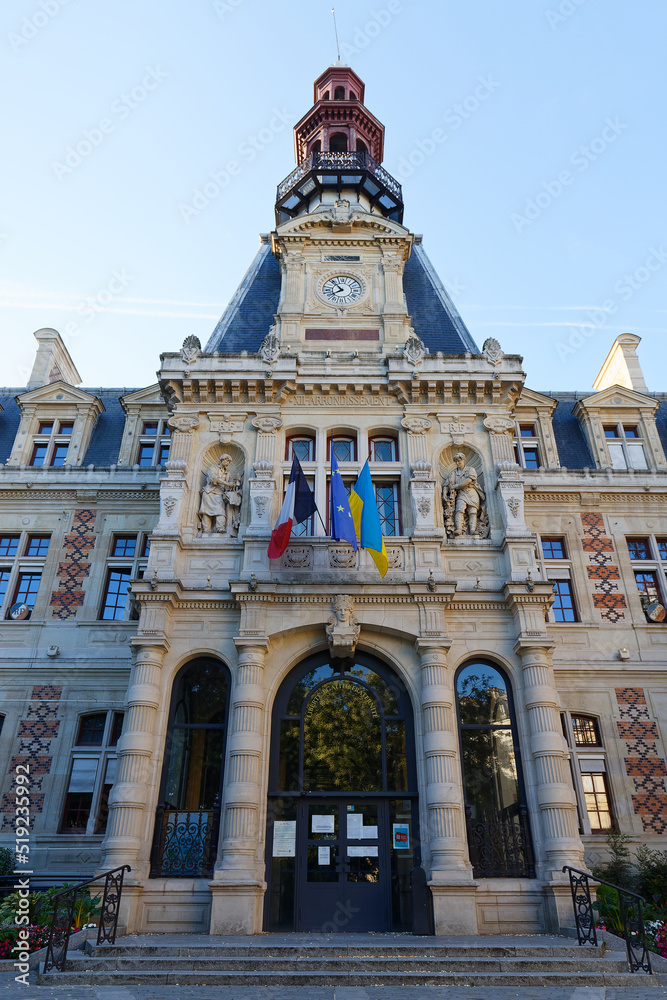 City hall of the XII arrondissement in Paris. XII arrondissement, called Reuilly, is situated on the right bank of the River Seine.