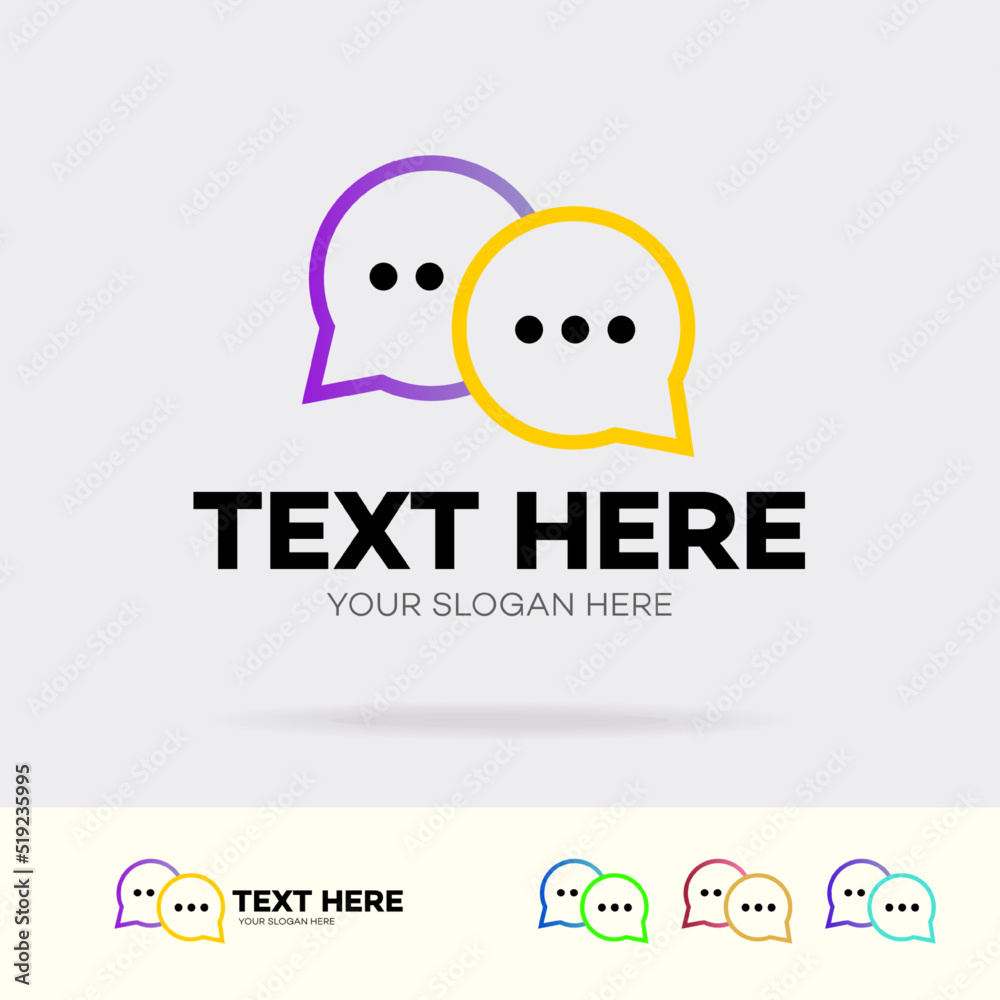 Naklejka premium Chat logo isolated on background for support, social media, communication, chat bot, chatting technology, connection, consulting agency, business, teamwork, forum, app. Vector 10 eps