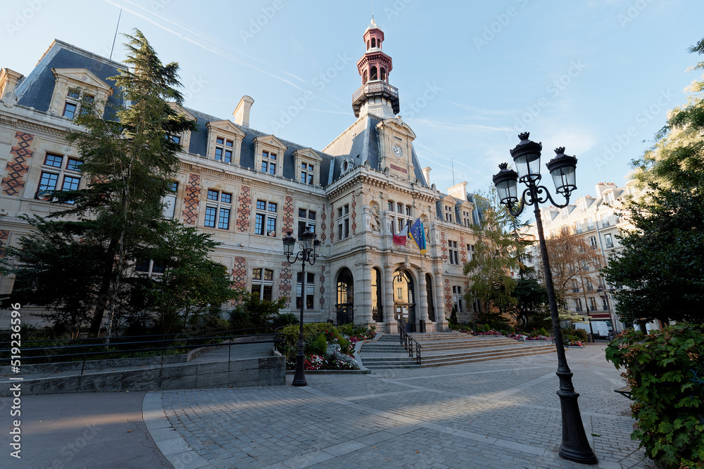 City hall of the XII arrondissement in Paris. XII arrondissement, called Reuilly, is situated on the right bank of the River Seine.