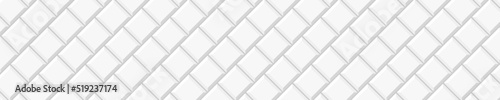 White square tile in diagonal arrangement. Bathroom or toilet ceramic wall texture. Kitchen backsplash seamless pattern. Interior or exterior horizontal mosaic surface. Vector flat illustration
