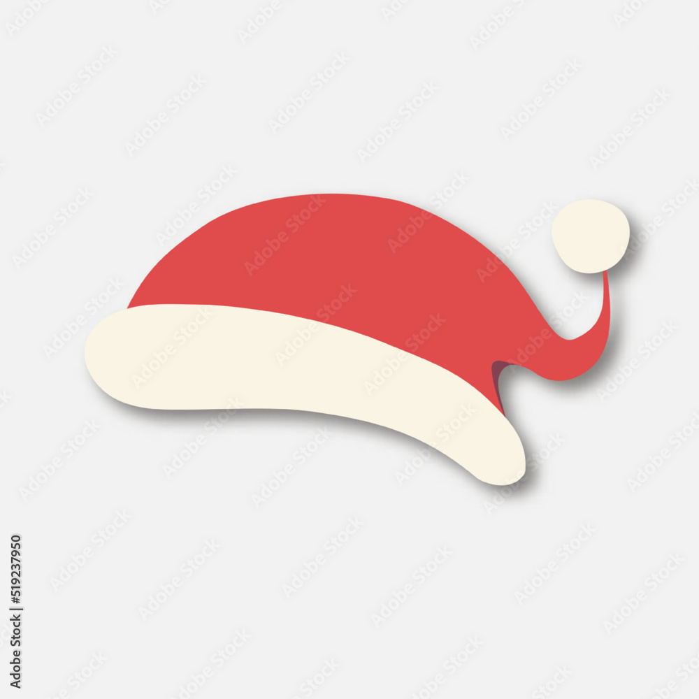 Santa hat vector isolated on white background for photo booth, scrapbooking, video chat effect, festive, party, mask for social media. New year costume. Winter cap. 10 eps Santa hat vector isolated on white background for photo booth, scrapbooking, video chat effect, festive, party, mask for social media. New year costume. Winter cap. 10 eps