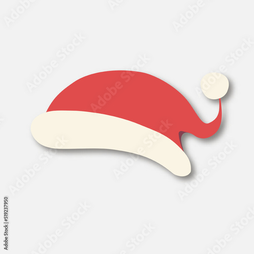 Santa hat vector isolated on white background for photo booth, scrapbooking, video chat effect, festive, party, mask for social media. New year costume. Winter cap. 10 eps