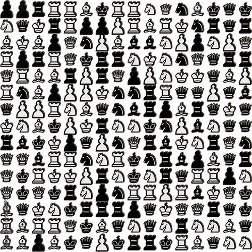 Fotobehang Pattern with black and white chess pieces
