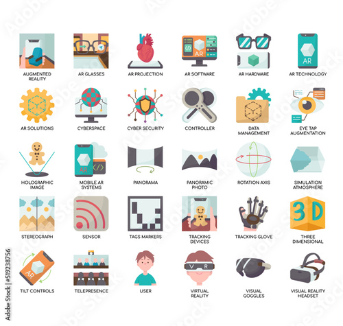 Augmented reality technology , Thin Line and Pixel Perfect Icons