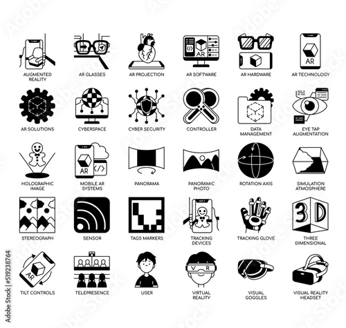 Augmented reality technology , Thin Line and Pixel Perfect Icons