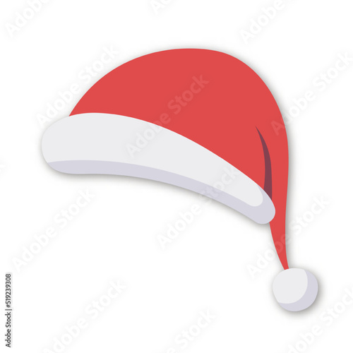 Vector Santa hat isolated on white background for festive, party, photo booth, scrapbooking, video chat effect, mask for social media. New year costume. Winter cap. 10 eps