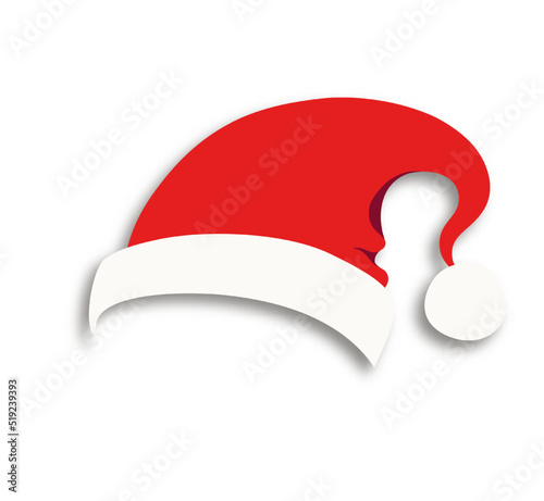 Santa hat vector isolated on transparent background for photo booth, scrapbooking, video chat effect, festive, party, mask for social media. New year costume. Winter cap. 10 eps