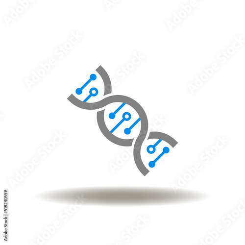 Vector illustration of dna helix with genome map. Icon of dna engineering sequence. Symbol of spiral sequence.